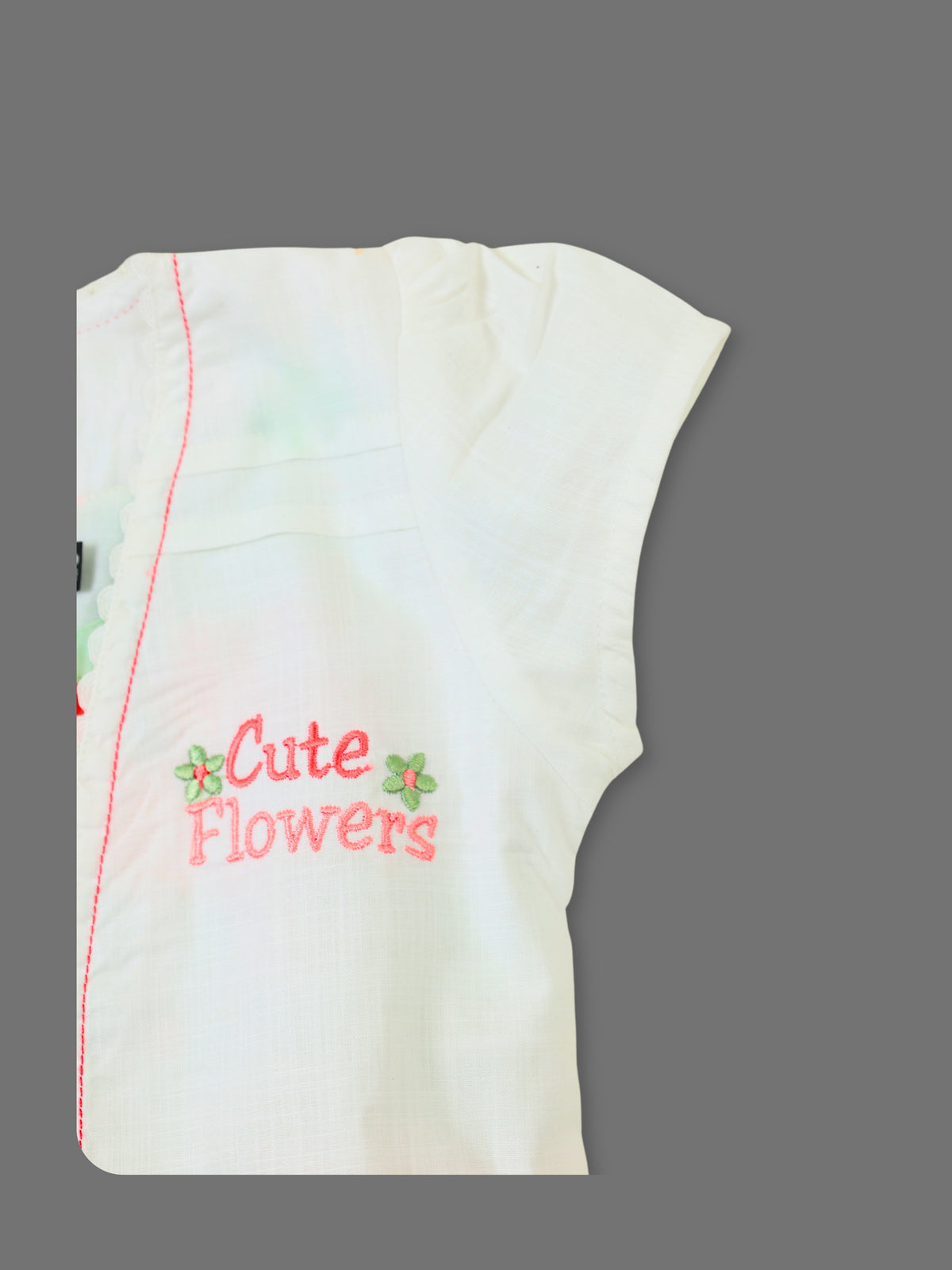 Enfance Floral Printed Dress With Half Sleeves Embroidered Jacket - Pista