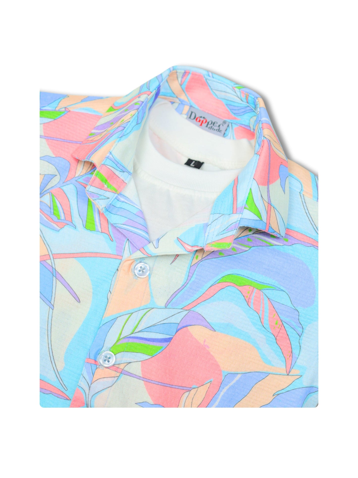 Dapper Dudes Half Sleeves Abstract Printed Shirt With Printed Tee - Pink