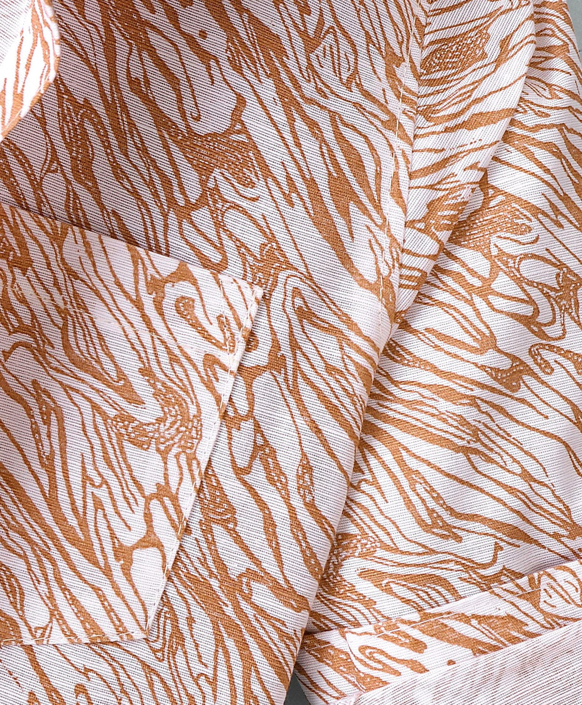 Dapper Dudes Full Sleeves All Over Printed Shirt With Attached Tee - Orange
