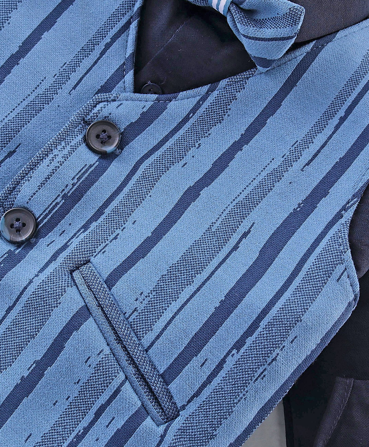 Dapper Dudes Full Sleeves Shirt With Striped Waistcoat , Bow , Cap & Bottom - Blue