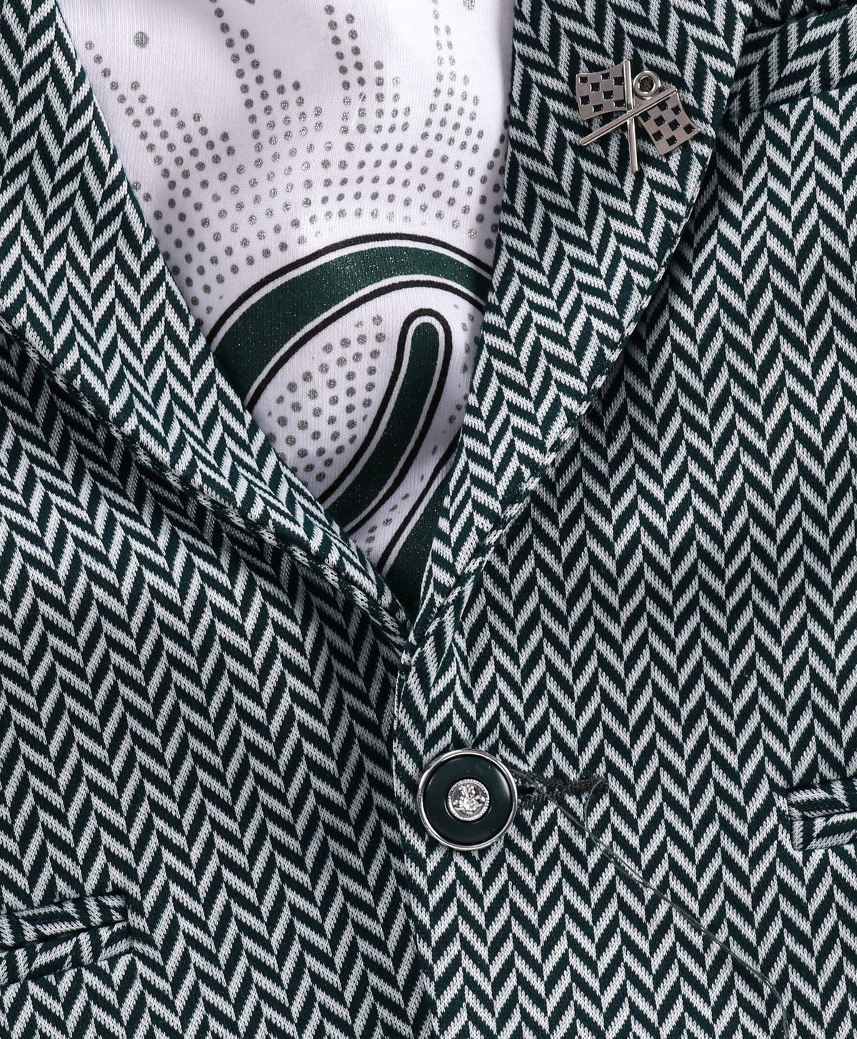 Dapper Dudes Full Sleeves Striped Designed Blazer With D Alfhabet Printed Tee - D.Green