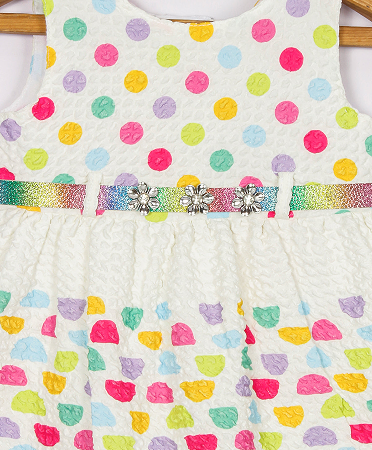 Enfance Sleeveless Multi Polka Dot Printed Casual Dress - Pink