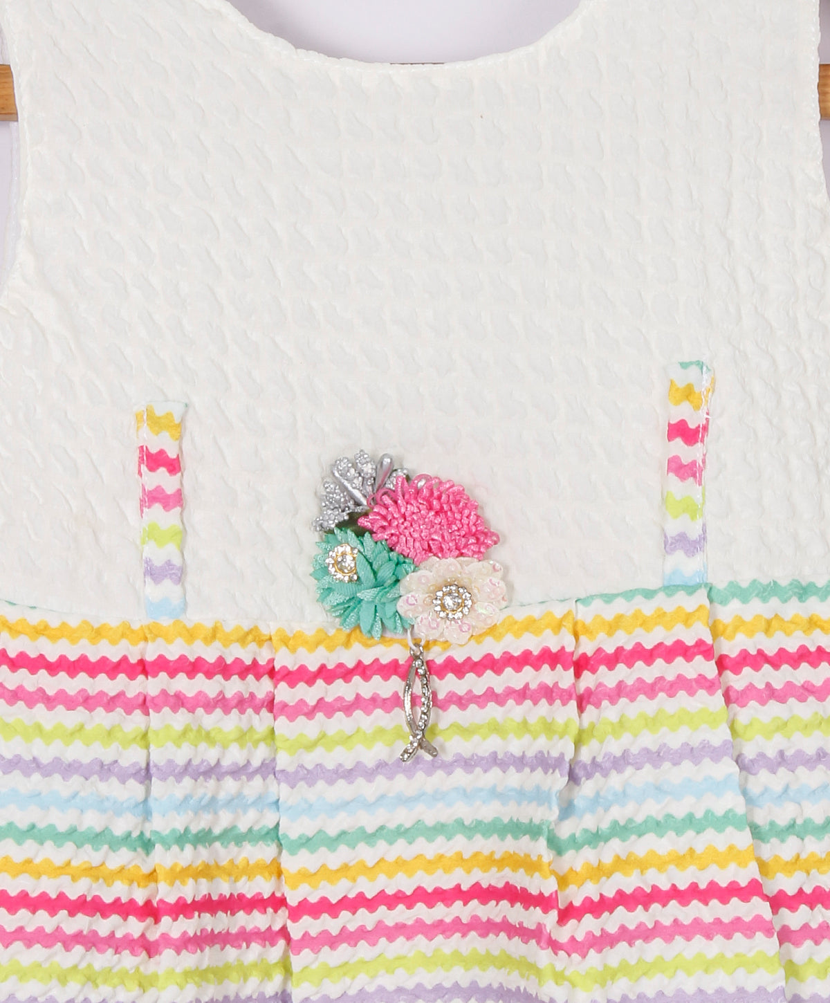 Enfance Sleeveless Multi Color Strip Printed Casual Dress - Pink