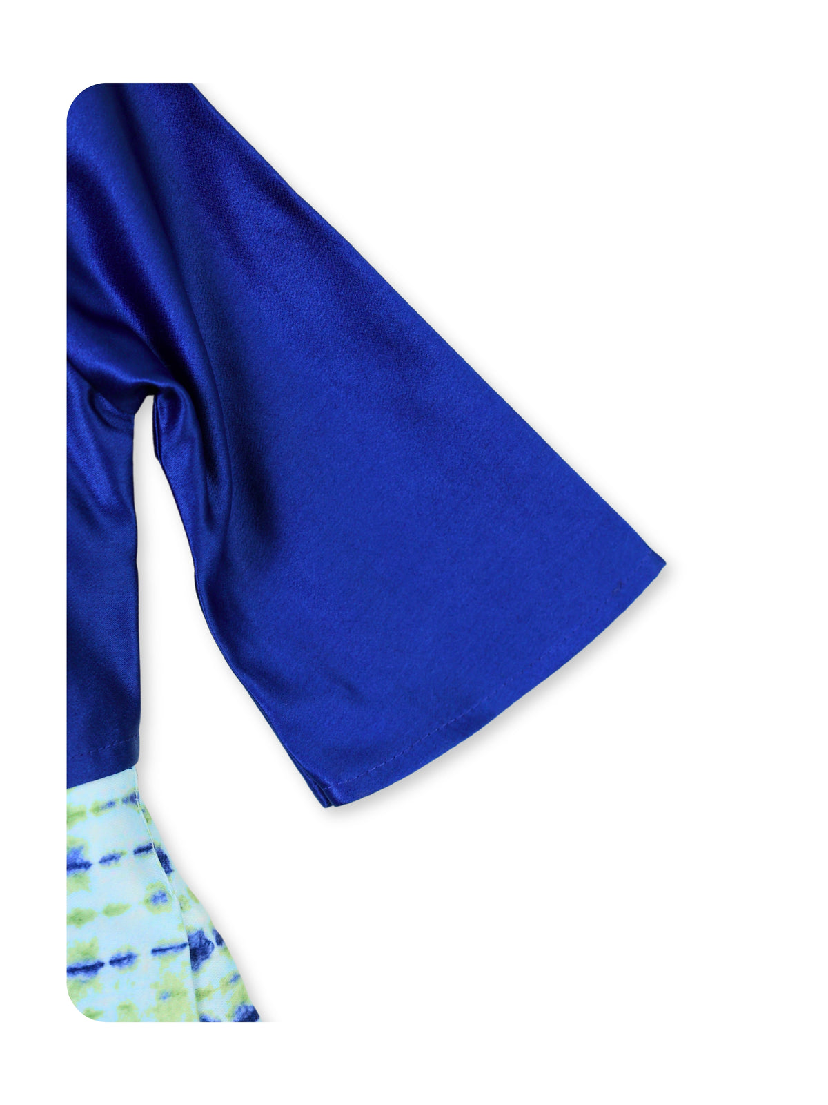 Enfance Striped Printed Dress With Three Fourth Sleeves Polka Dot Jacket - Royal Blue