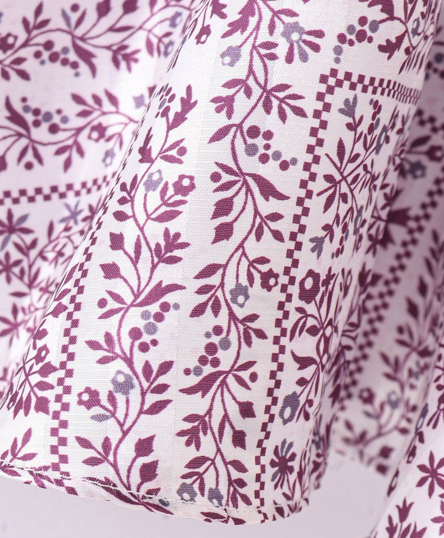 Enfance Core Floral Print Dress With Half Sleeves Jacket-Purple
