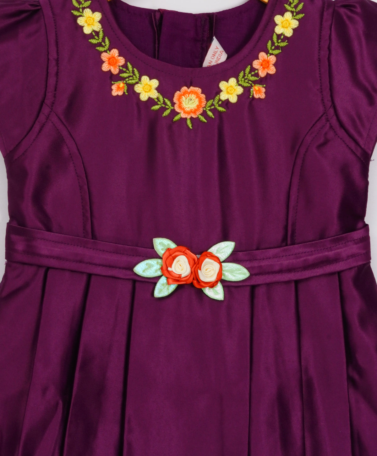 Enfance Short Slevees Solid Flared Casual Dress -Wine