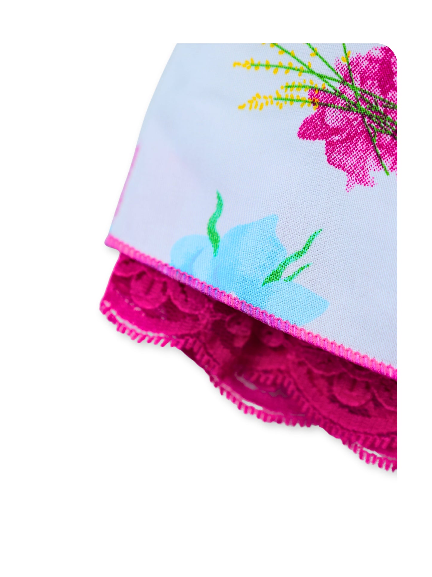 Enfance Short Sleeves Floral Applique & Printed Dress - Pink