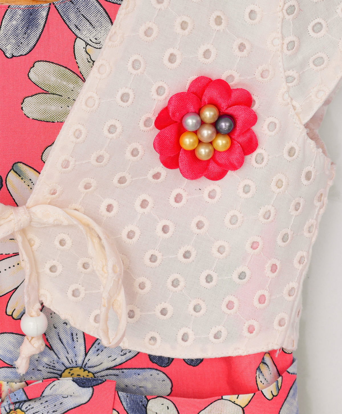 Enfance Cap Sleeves Floral Printed Dress With Jacket-Peach