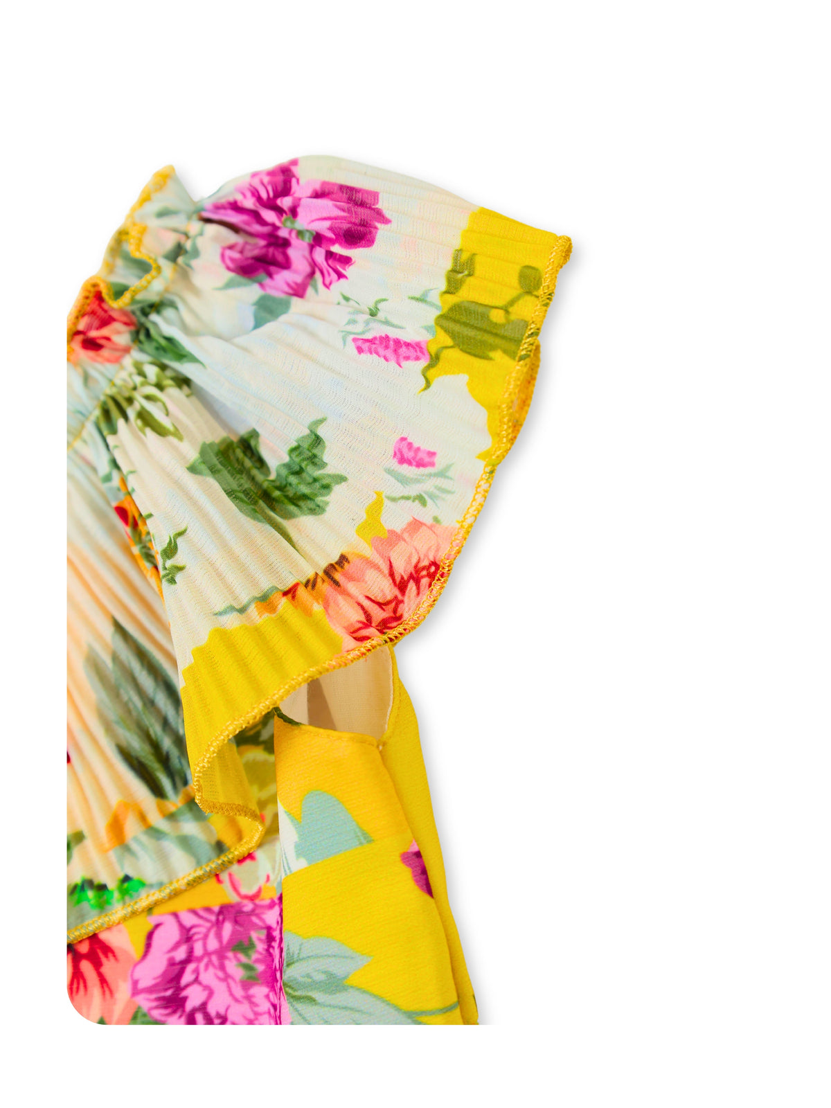 Enfance Half Sleeves All Over Printed Floral Applique Dress - Lemon