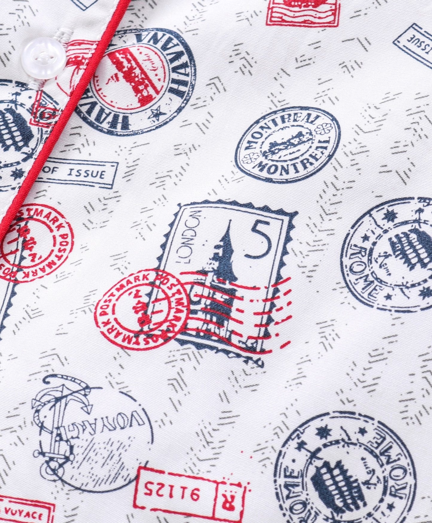 Enfance Full Sleeves Stamp Print Night Suit - Off White