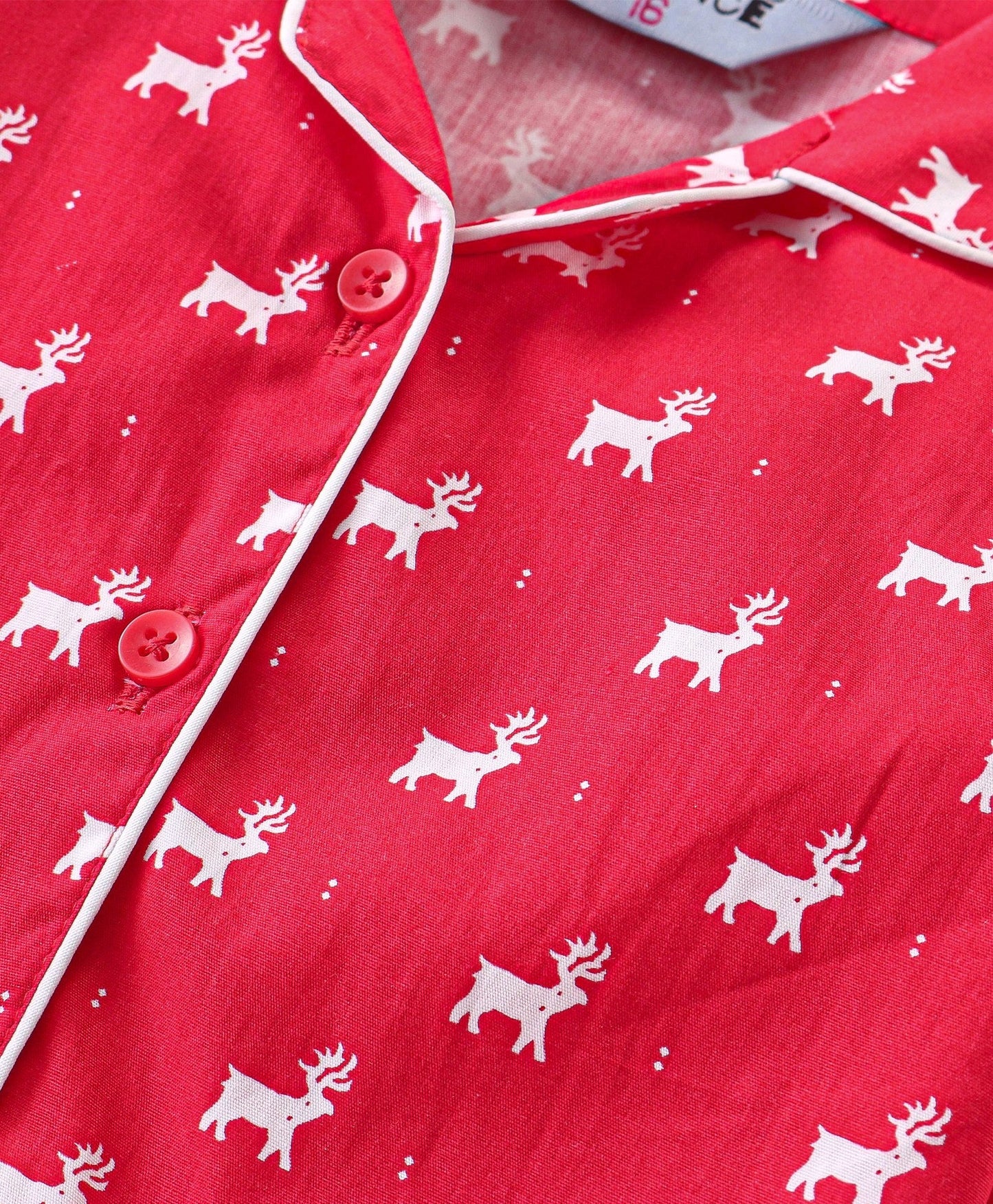 Enfance Core Full Sleeves All Over Printed Nightsuit-Red