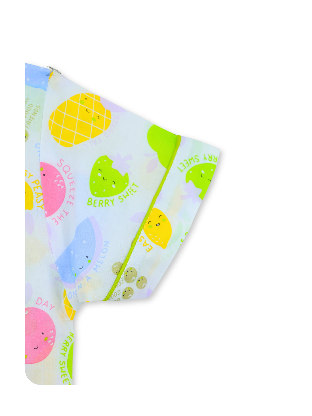 Enfance Cotton Woven Full Sleeves Fruit & Ice Cream Printed Night Suit - Green