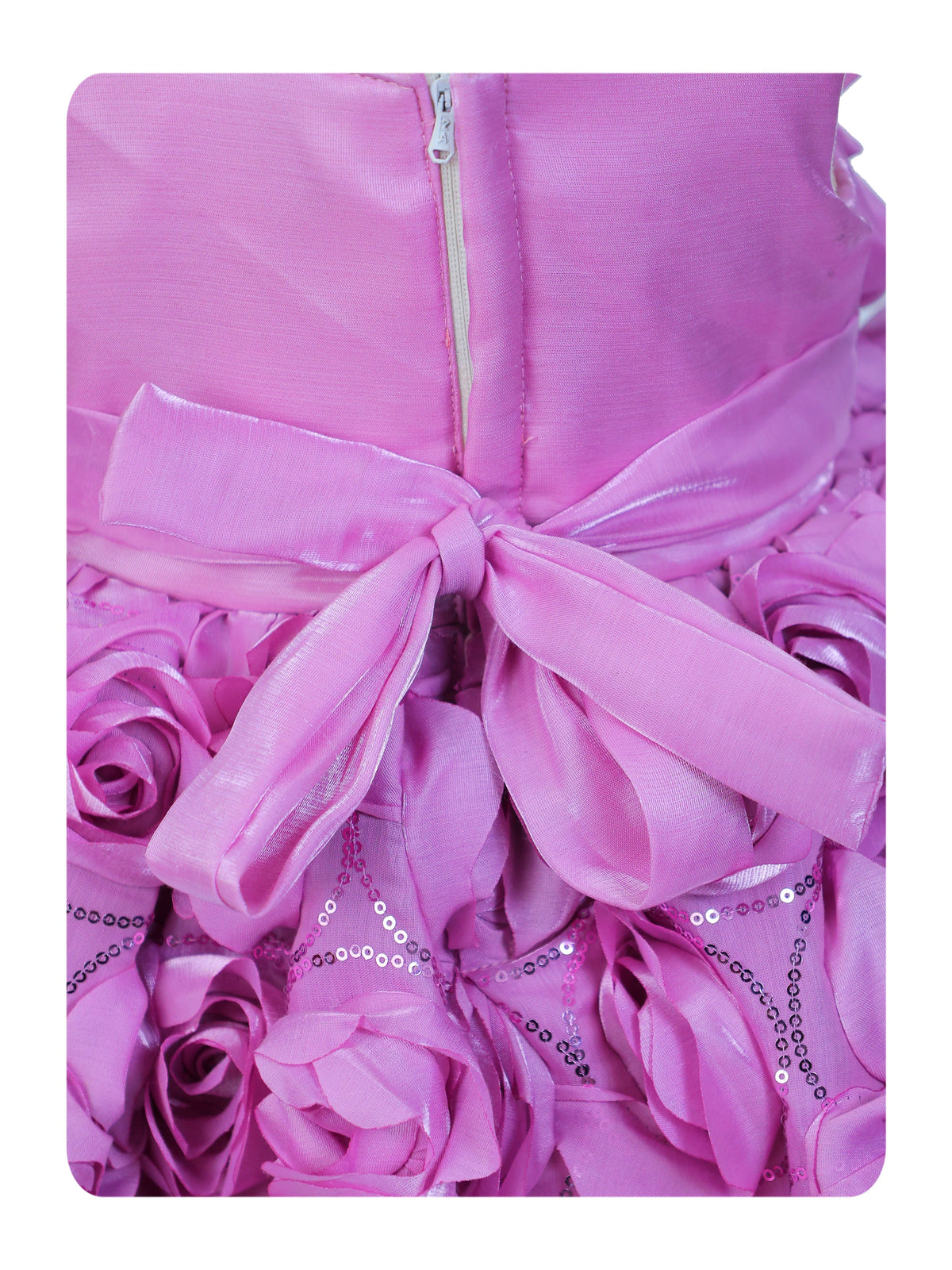 Enfance Sleeveless Floral Detailed Flare Net Party Dress - Pink
