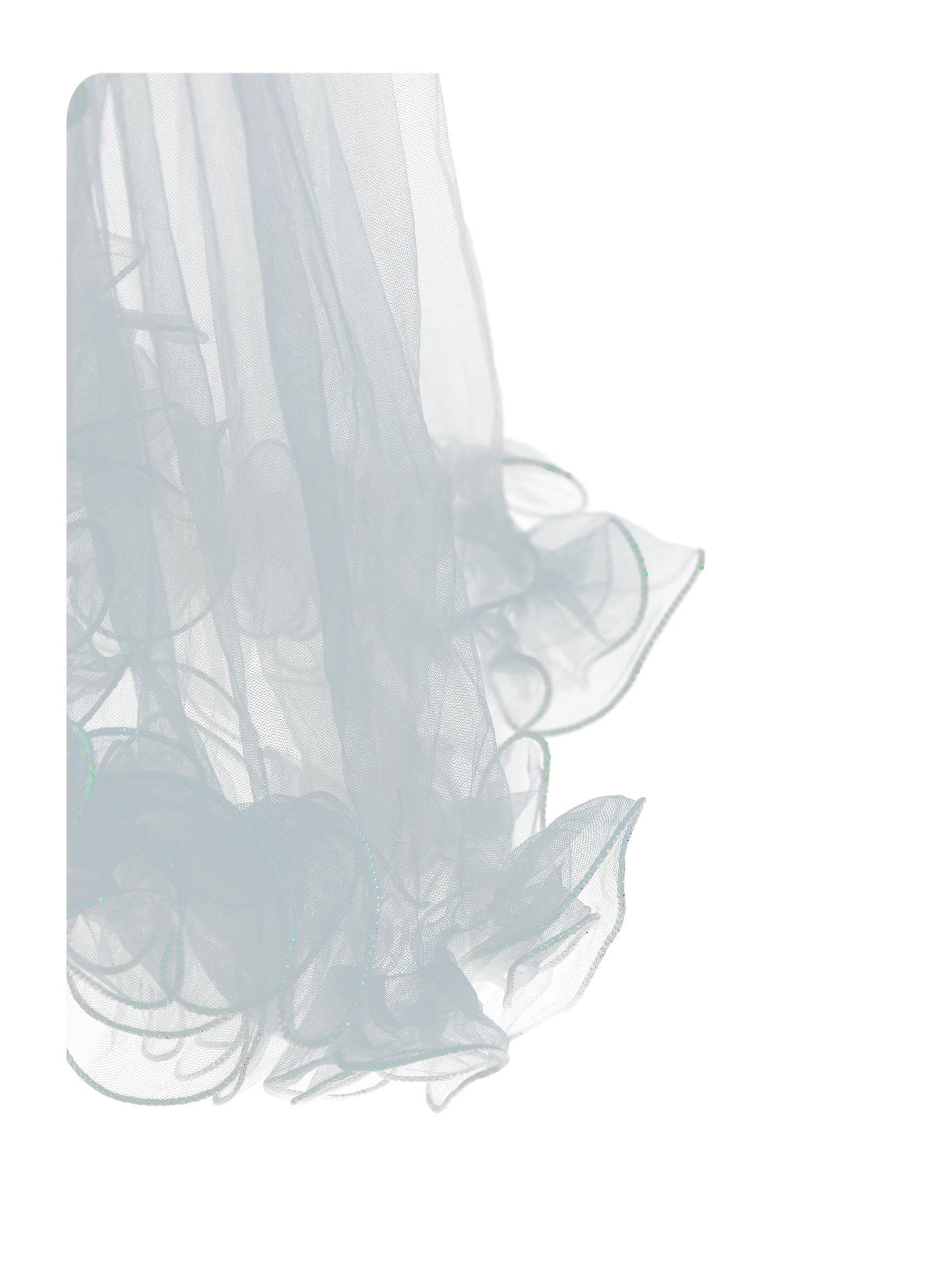 Enfance Short Sleeve Sequins Embellished Layered Party Net Dress - White