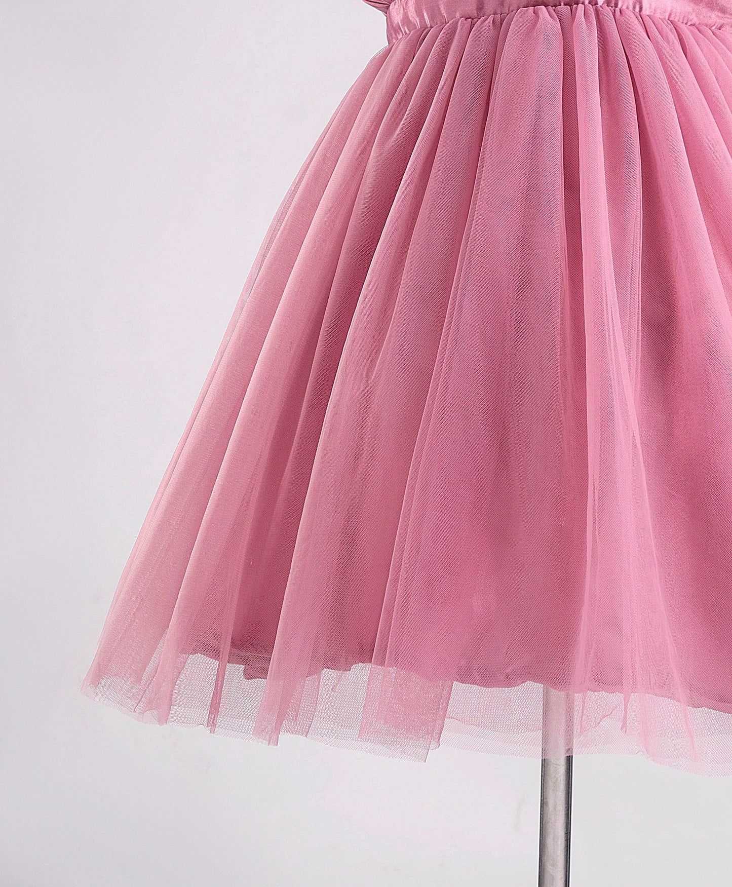 Enfance Sleeveless Flower Applique Solid Dress With Hairband -O.Pink