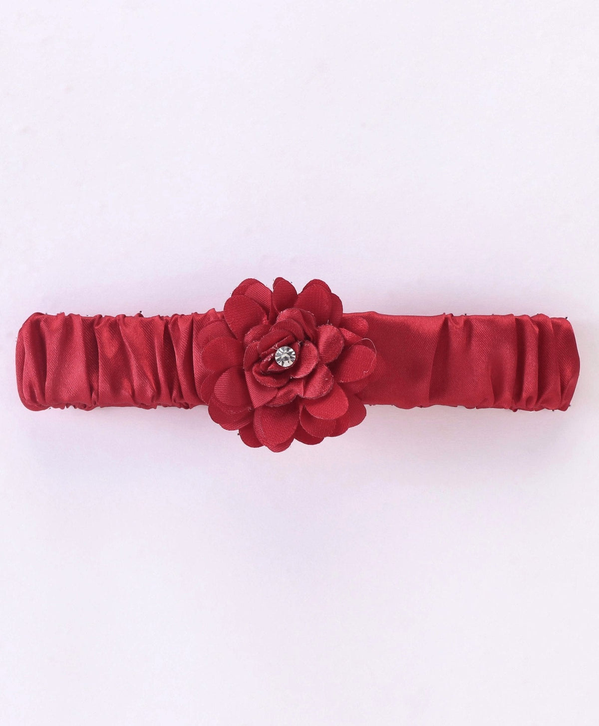 Enfance Sleeveless Flower Applique Solid Dress With Hairband -Maroon