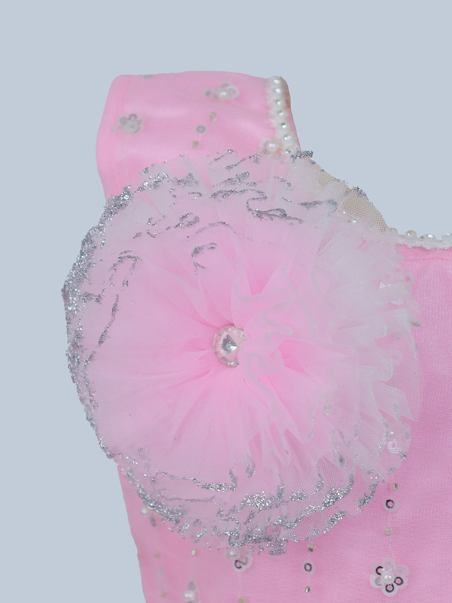 Enfance Sleeveless Embellished Tutu Dress with Ruffles - Pink