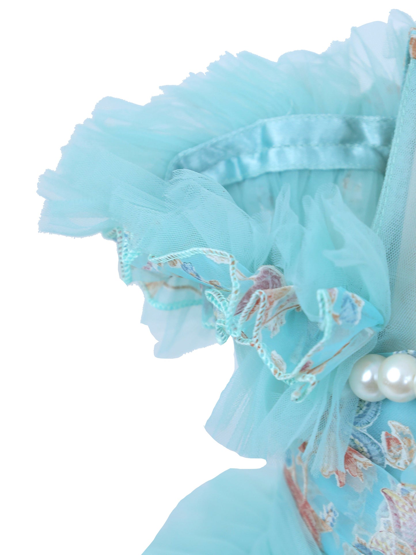 Enfance Short Sleeve Sequins Embellished Layered Party Net Dress - S.Green