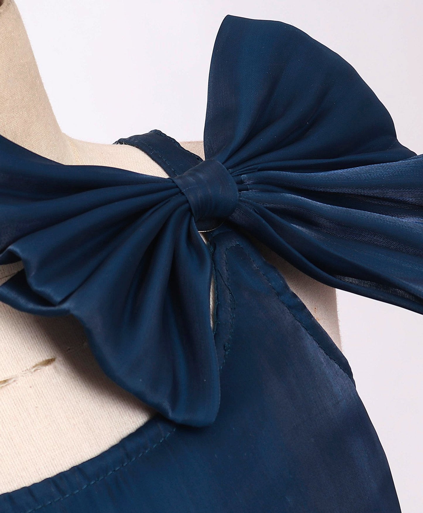 Enfance Sleeveless Rose Applique Dress With Hair-Bow-P.Blue