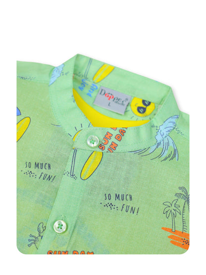 Dapper Dudes Half Sleeves Beach Theme Printed Shirt & Shorts Set - Pista