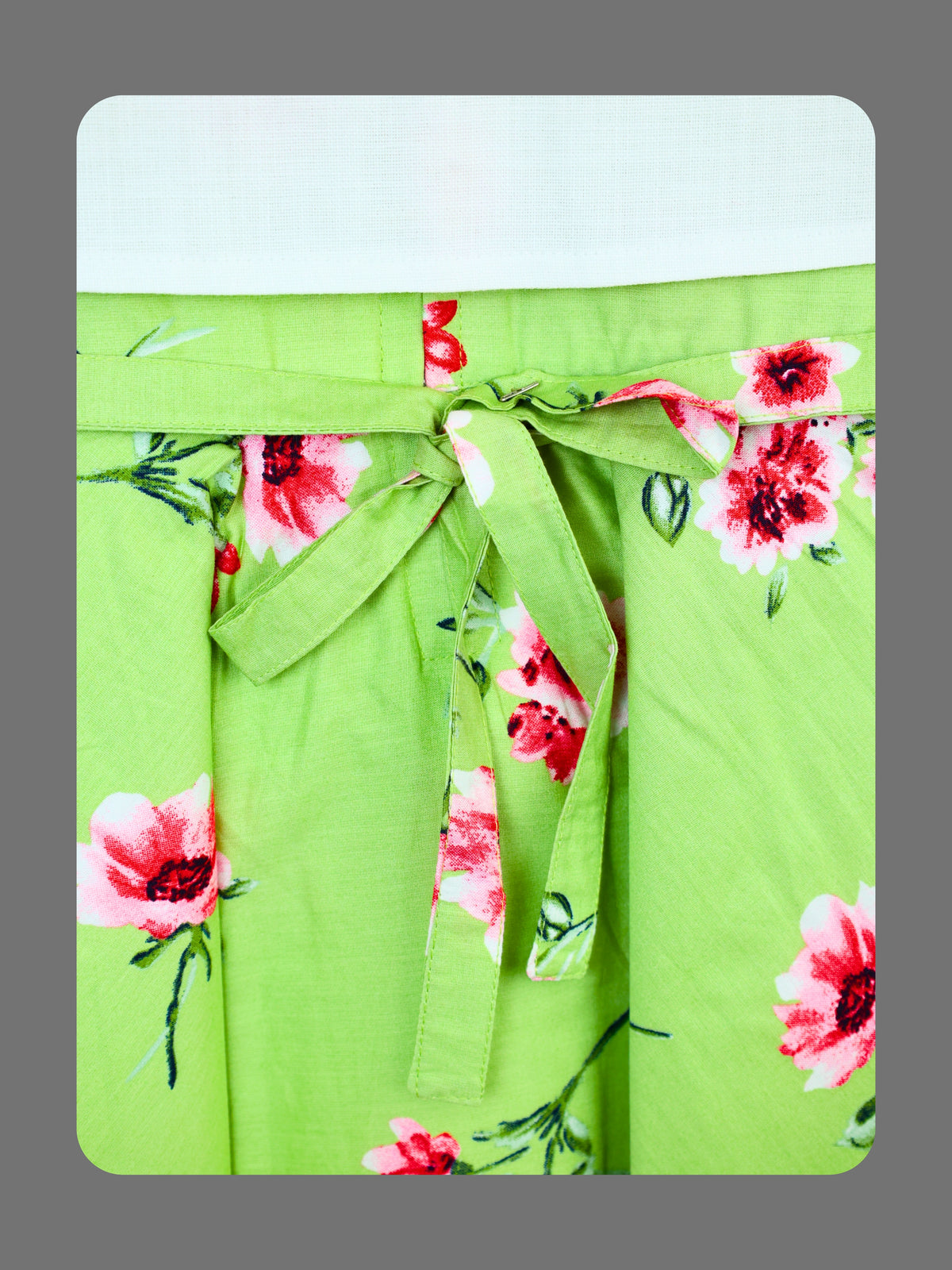 Enfance Floral Printed Dress With Half Sleeves Embroidered Jacket - Green