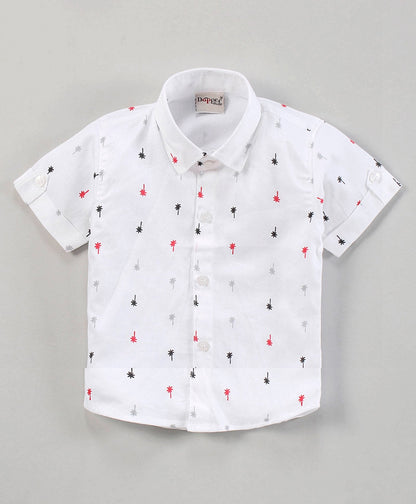 Dapper Dudes Half Sleeves Printed Shirt With Waistcoat, Bow, & Bottom - Black