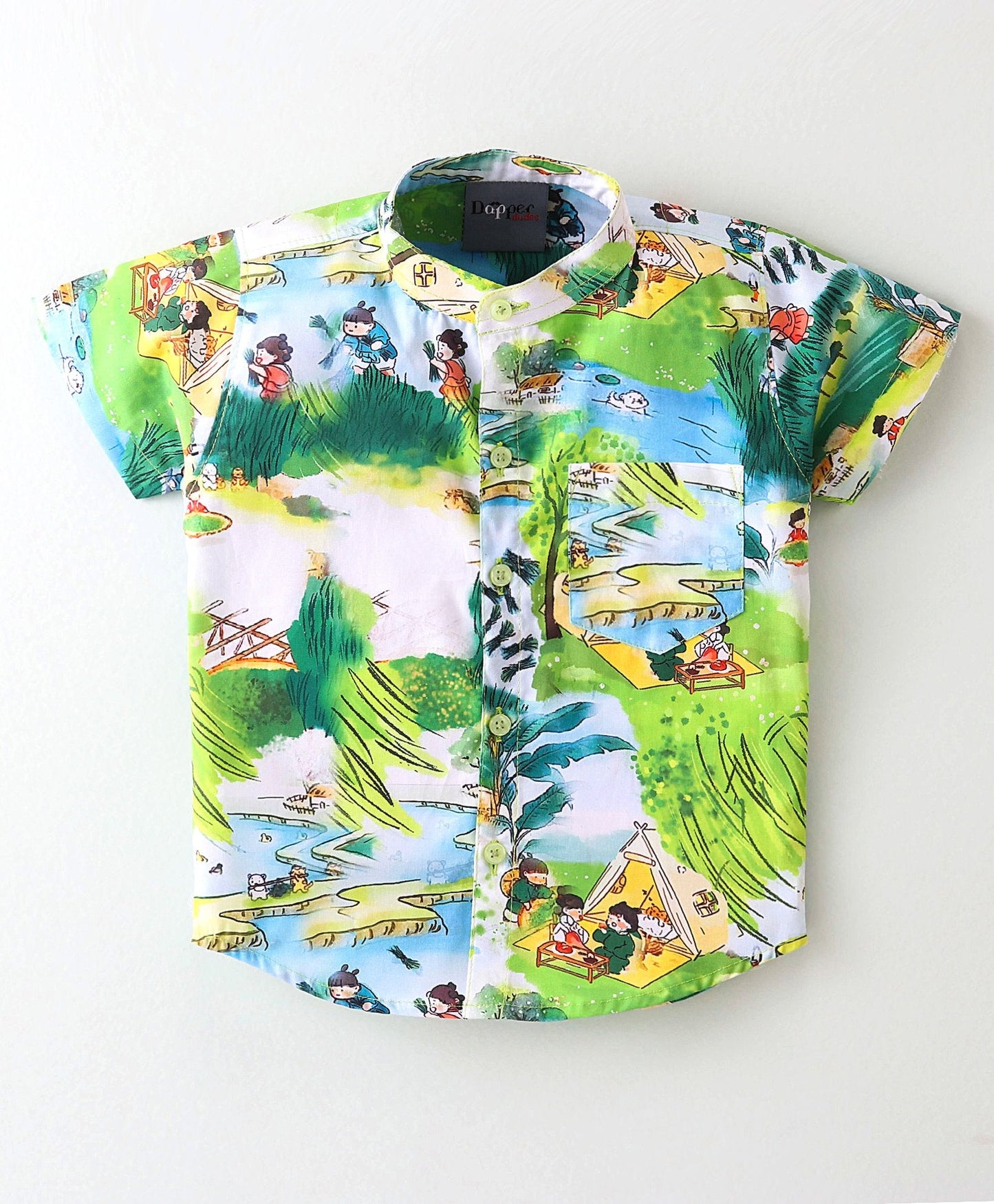 Dapper Dudes Half Sleeves Printed Shirt With Shorts - Green