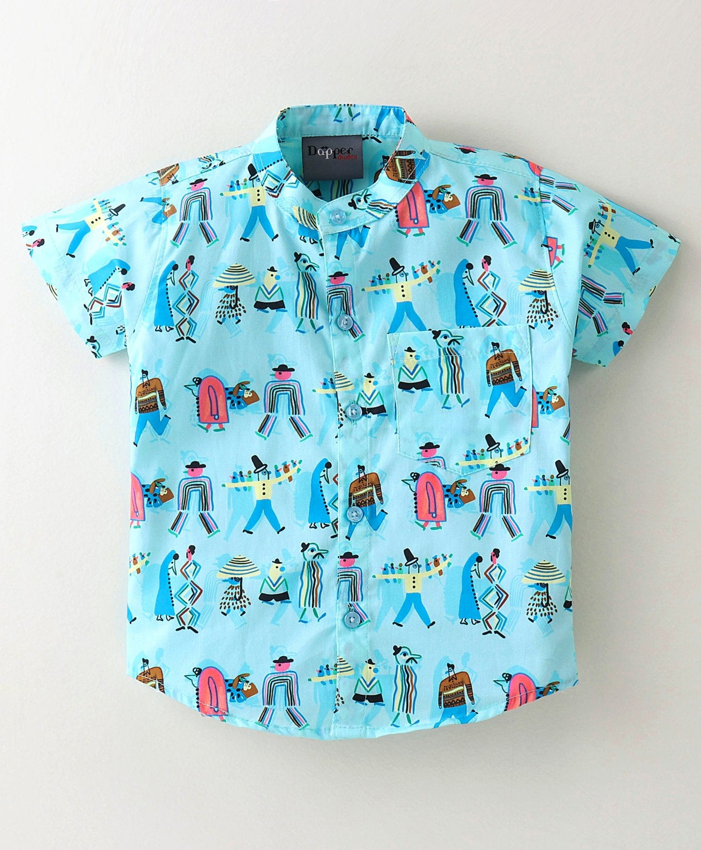 Dapper Dudes Half Sleeves Printed Shirt With Shorts - Blue