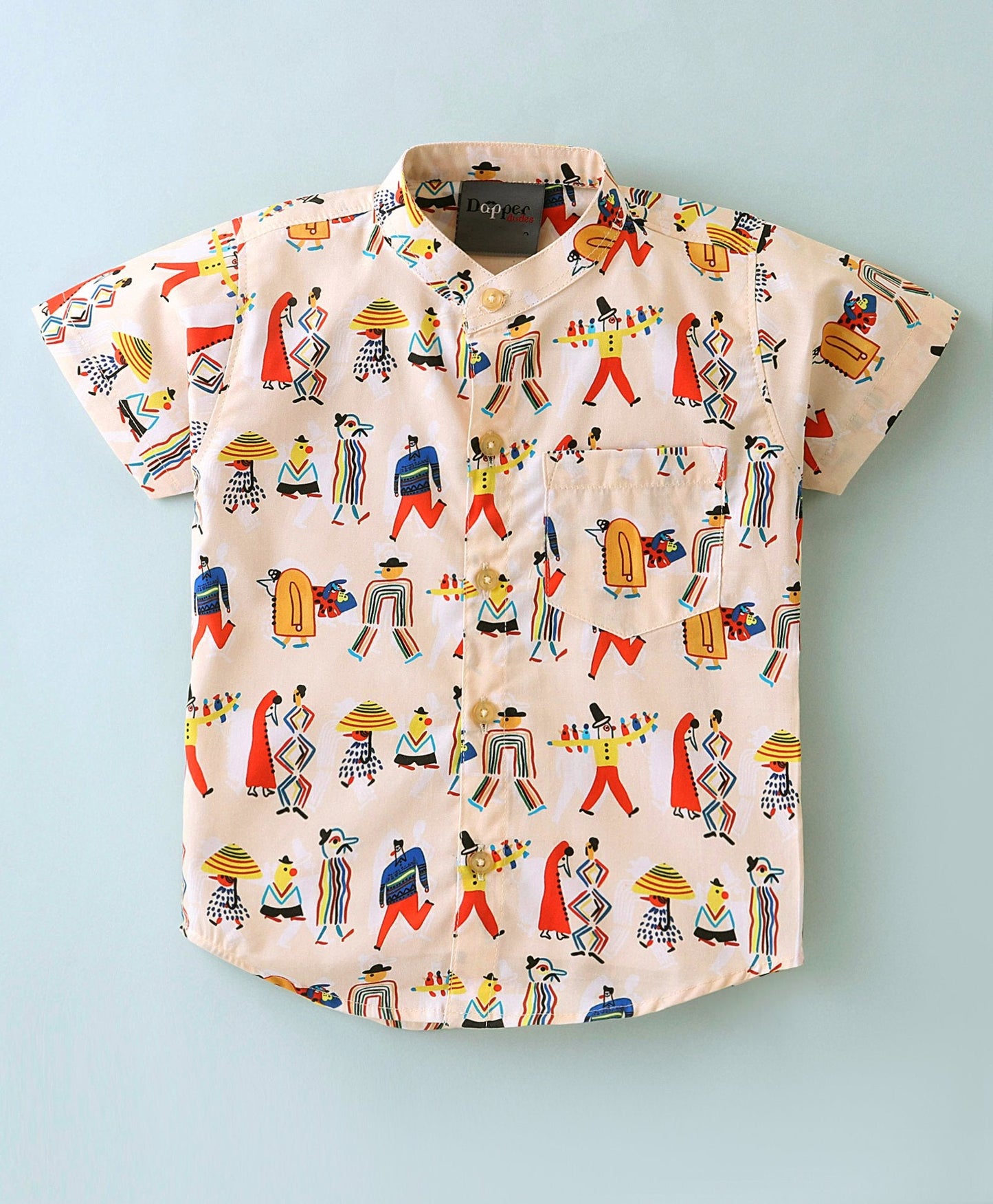 Dapper Dudes Half Sleeves Printed Shirt With Shorts - Fawn