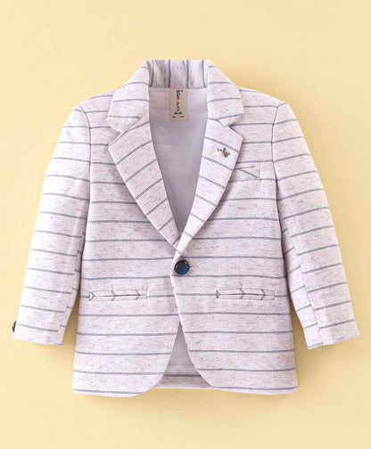 Dapper Dudes Full Sleeves Striped Blazer With Tee & Bottom - Offwhite