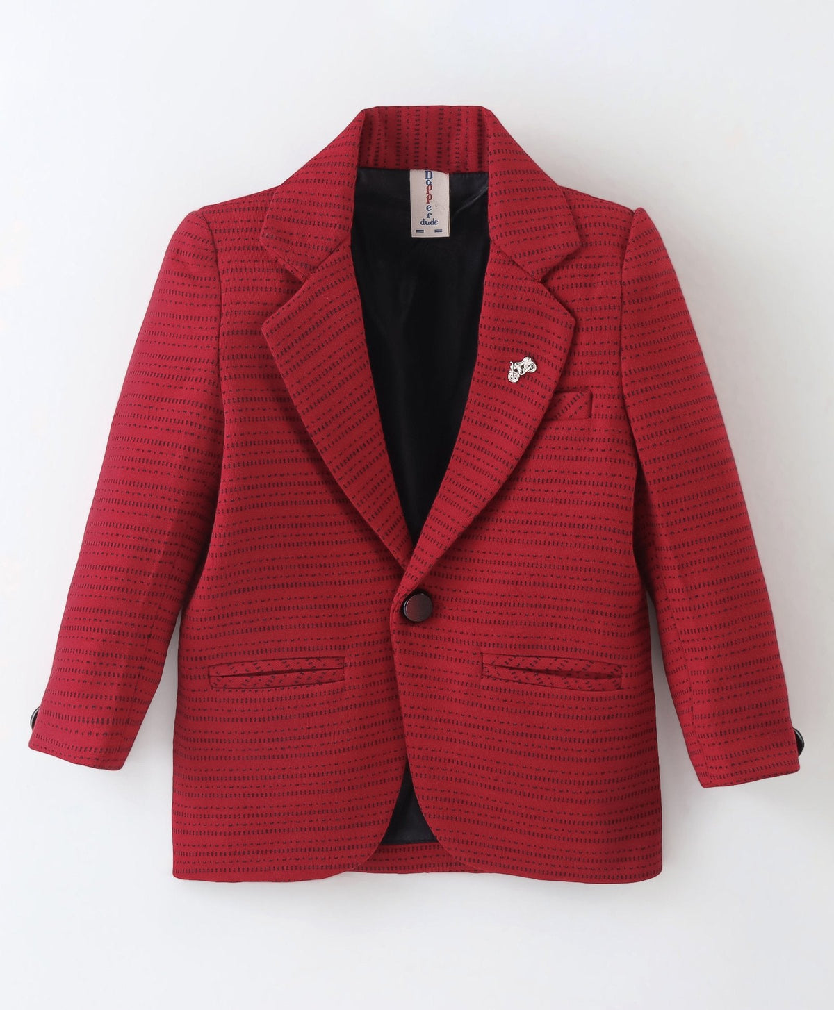 Dapper Dudes Full Sleeves Printed Blazer With Tee & Bottom - Red
