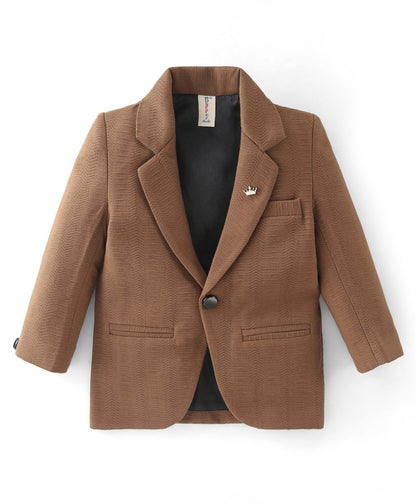 Dapper Dudes Full Sleeves Blazer With Printed Tee & Bottom - Brown