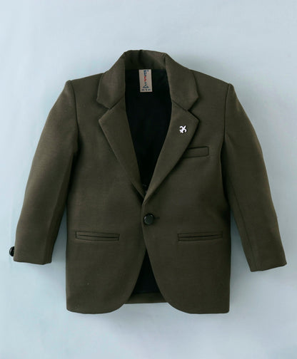 Dapper Dudes Full Sleeves Solid Blazer With Tee & Bottom - Olive