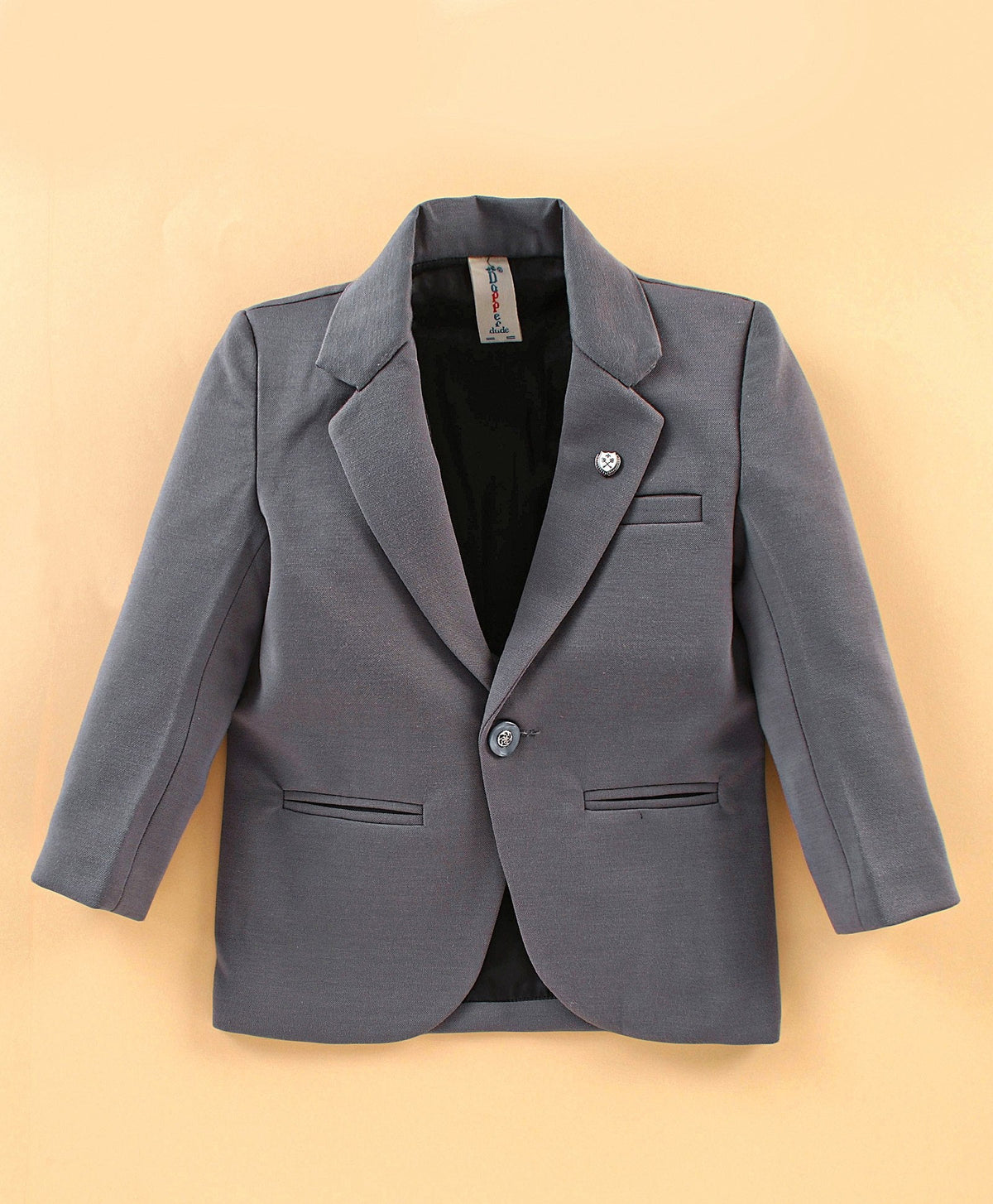 Dapper Dudes Full Sleeves Blazer With Printed Tee & Bottom - Grey