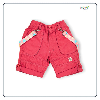 Dapper Dudes Half Sleeves Smiley Theme Printed With Shorts & Suspender - Pink