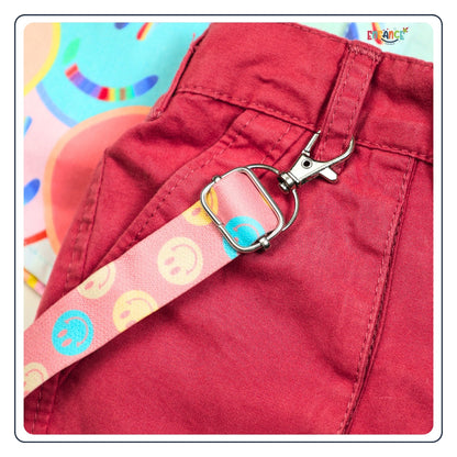 Dapper Dudes Half Sleeves Smiley Theme Printed With Shorts & Suspender - Pink