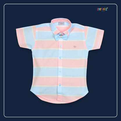 Dapper Dudes Half Sleeves Striped Shirt With Shorts - Pink
