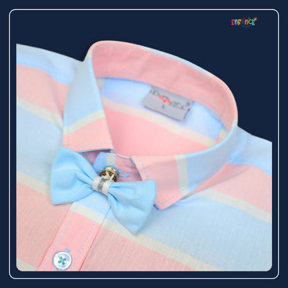 Dapper Dudes Half Sleeves Striped Shirt With Shorts - Pink