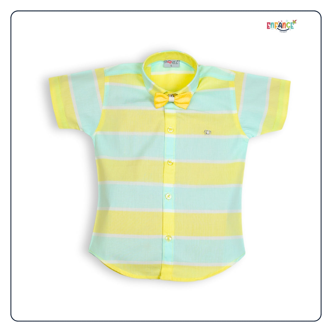 Dapper Dudes Half Sleeves Striped Shirt With Shorts - Lemon