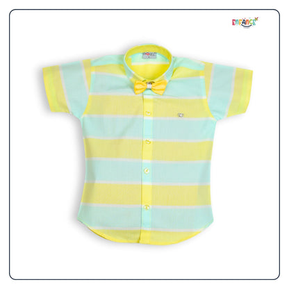 Dapper Dudes Half Sleeves Striped Shirt With Shorts - Lemon