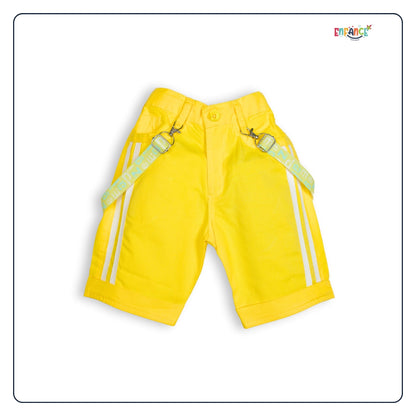 Dapper Dudes Half Sleeves Striped Shirt With Shorts - Lemon