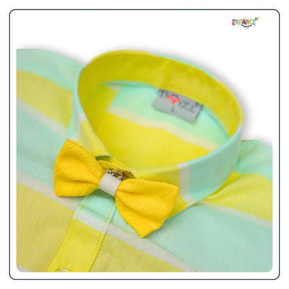 Dapper Dudes Half Sleeves Striped Shirt With Shorts - Lemon
