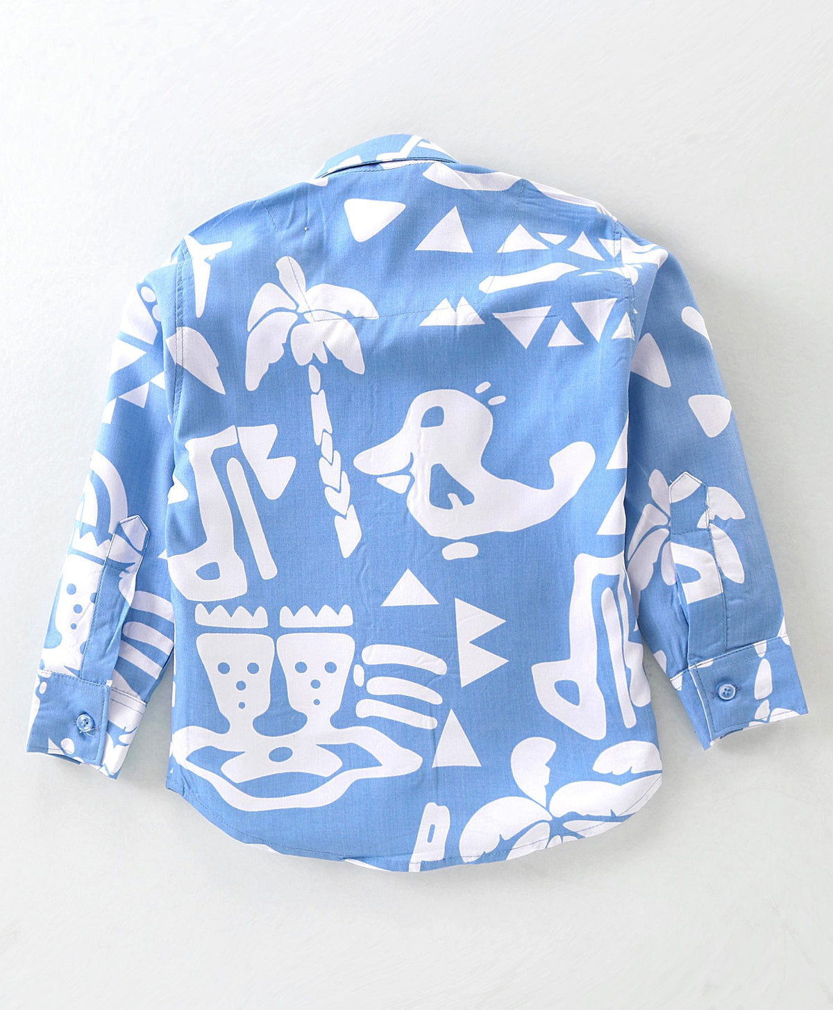 Dapper Dudes Full Sleeves Printed Suspender Shirt With Bow & Bottom - Blue