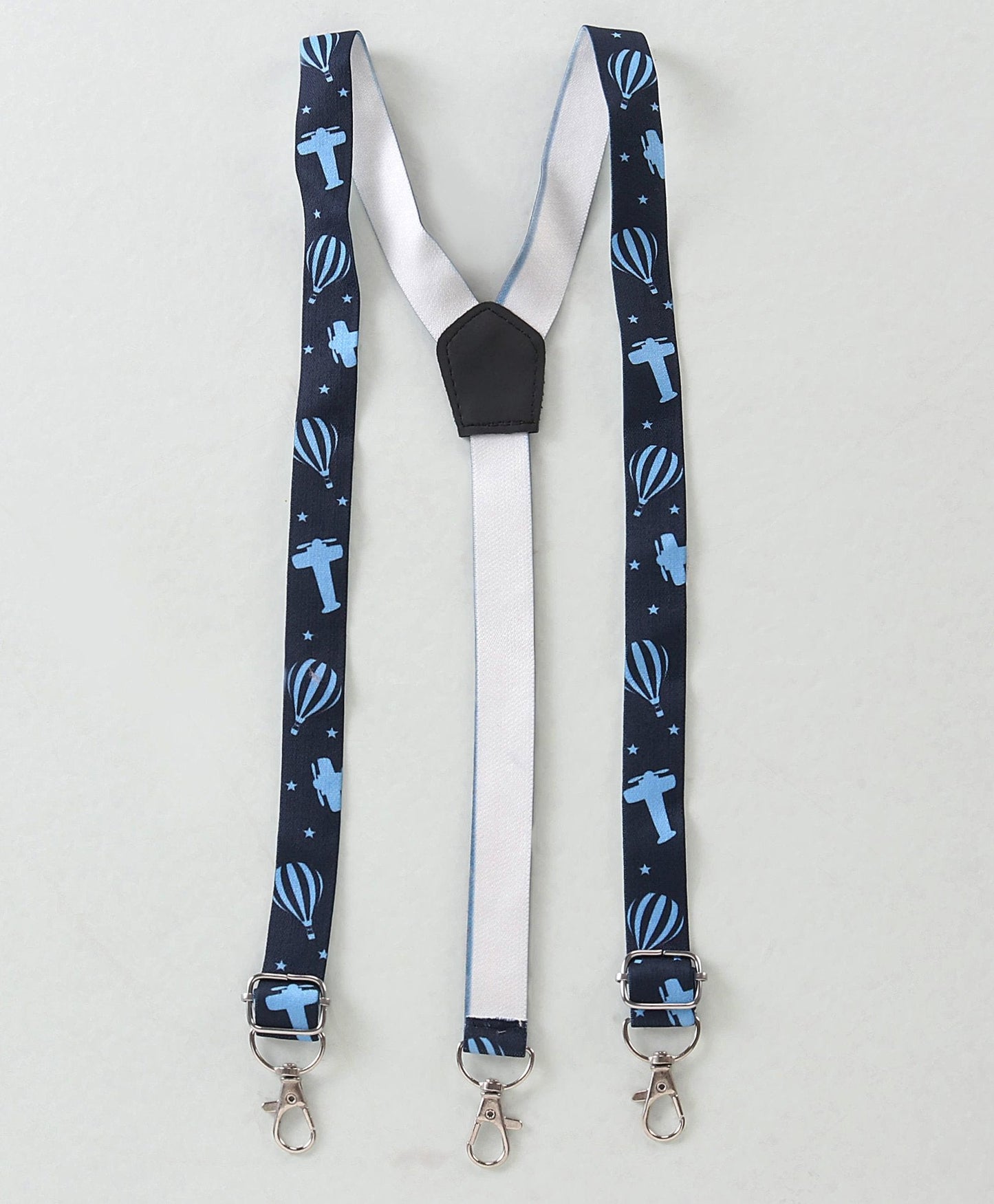 Dapper Dudes Full Sleeves Printed Suspender Shirt With Bow & Bottom - Blue