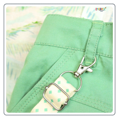 Dapper Dudes Half Sleeves Palm Trees Printed Shirt Shorts & Bow With Suspender - Pista