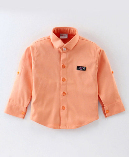 Dapper Dudes Full Sleeves Suspender Shirt With Striped Bow ,Cap & Bottom - Orange