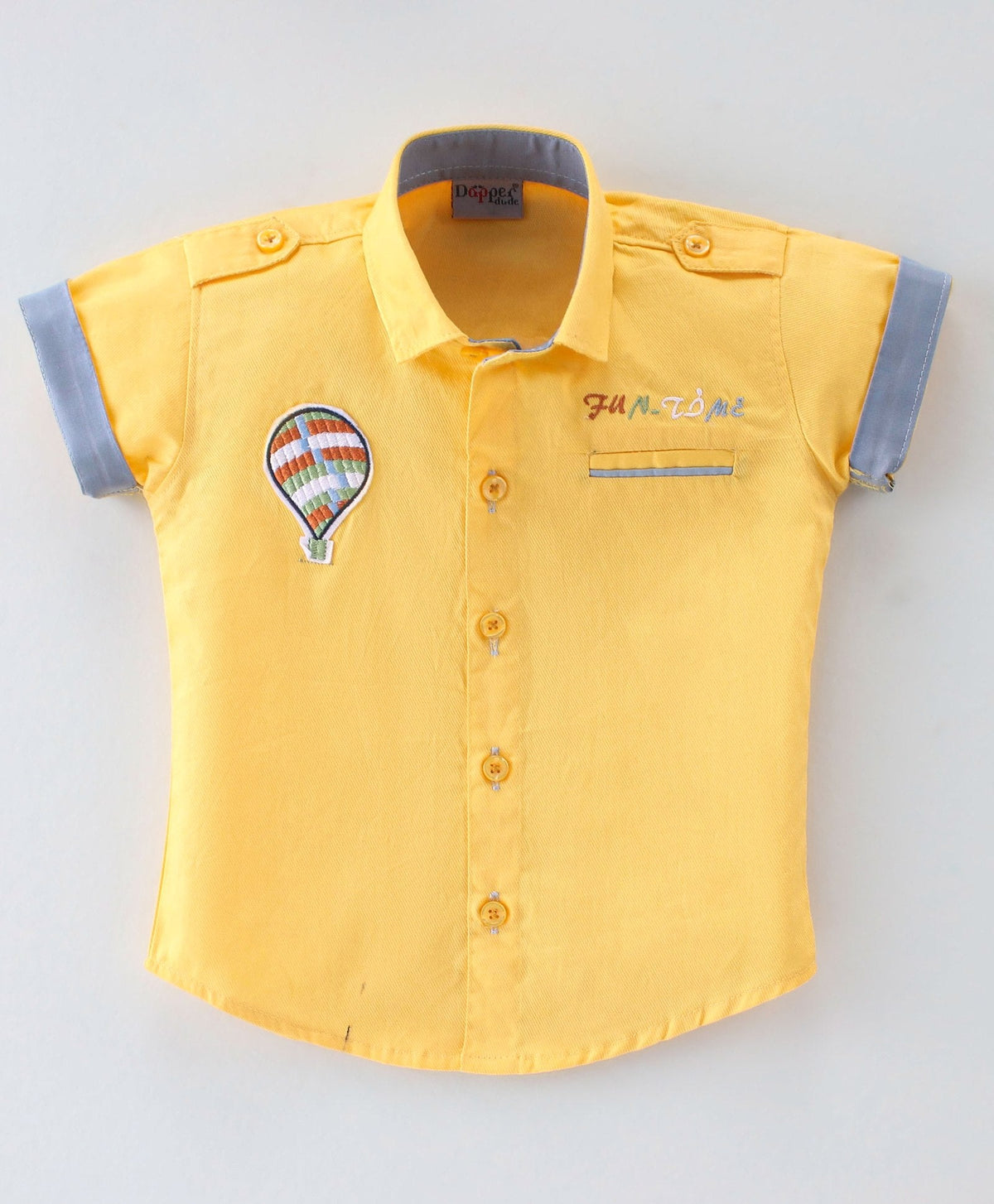 Dapper Dudes Half Sleeves Parachute Patch Shirt With  Shorts - Yellow