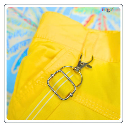 Dapper Dudes Half Sleeves Leaves Printed Shirt With Shorts Suspender & Bow Set - Yellow