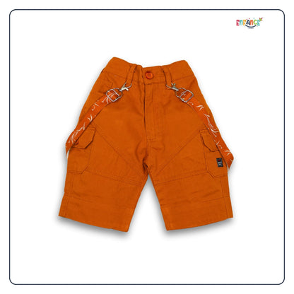 Dapper Dudes Half Sleeves Alphabets Printed Shirt With Shorts & Bow - Brown