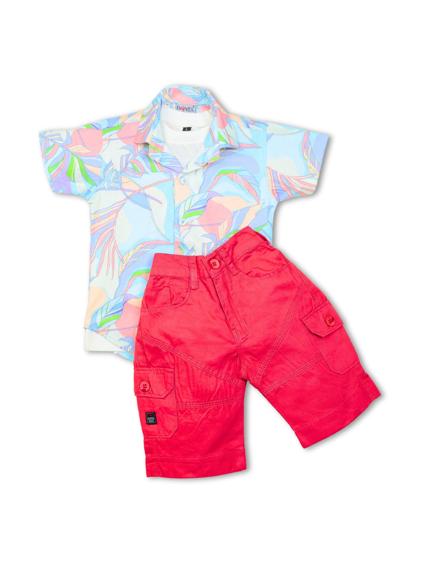 Dapper Dudes Half Sleeves Abstract Printed Shirt With Printed Tee - Pink